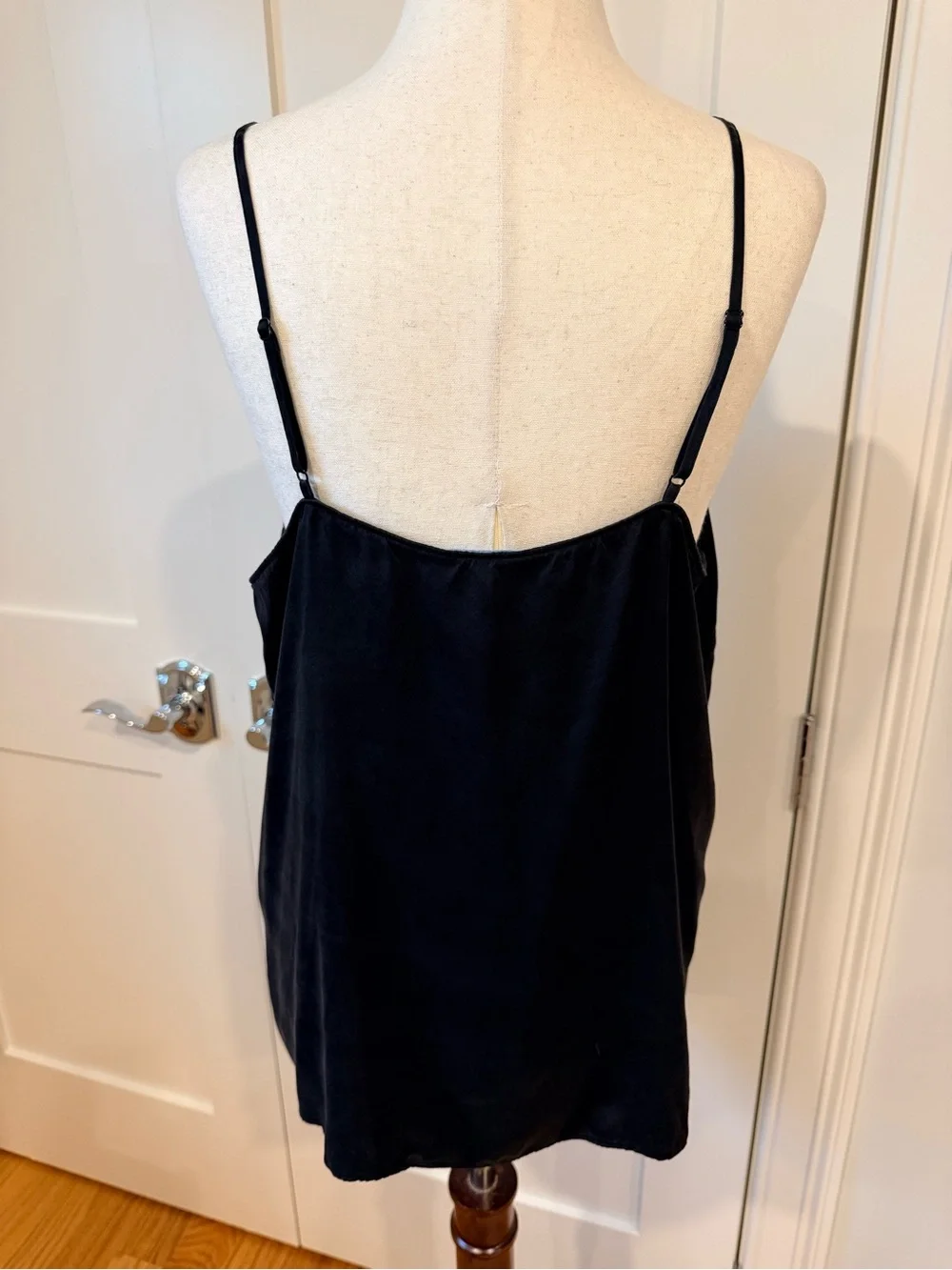 ANTONIO MELANI Black Silk V-Neck Spaghetti Strap Cami